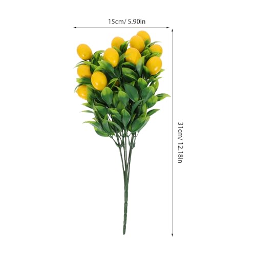 PRETYZOOM 3Pcs Artificial Branches Stems with Realistic Artificial Lemons Faux Fruit Tree Branches Greenery Decoration for Spring Kitchen Decor and Home Flower Arrangement Props