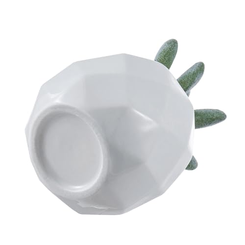 MyGift Miniature Artificial Succulents, Indoor Fake House Plants in Round White Geometric Ceramic Pots, Set of 4 - color: White (Set of 4)
