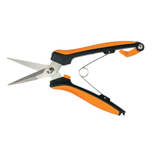 Fiskars Curved Micro-Tip Pruning Snips - 6" Garden Shears with Sheath and SoftGrip Handle - Yard and Garden Tools - Orange/Black - style: Curved Snips