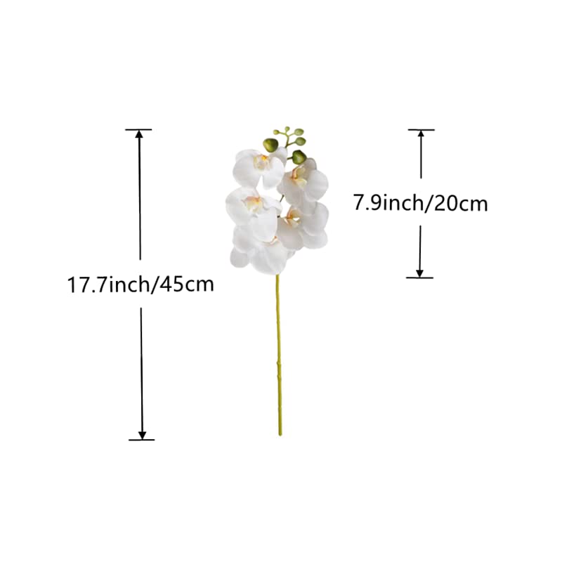 4-Pcs Artificial Flowers Real Touch Latex Phalaenopsis 17.7inch Artificial Orchid Stem Bouquets for Wedding Party Home Garden Decor,White - color: White