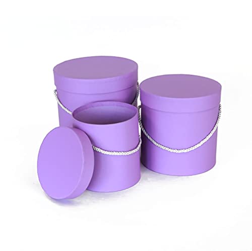 UNIKPACKAGING Premium Quality Round Flower Box, Gift Boxes for Luxury Flower and Gift Arrangements, Set of 3 pcs (Lavender) - color: Lavender