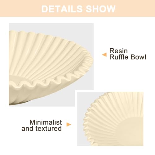 Brown Flat Decor Bowl - 10" Resin Bowls for Entryway Table | Ruffle Bowl, Decor Centerpiece, Large Decor Bowl, Key/Pruse/Coffee Table bowls - color: Brown, size: 10 inch