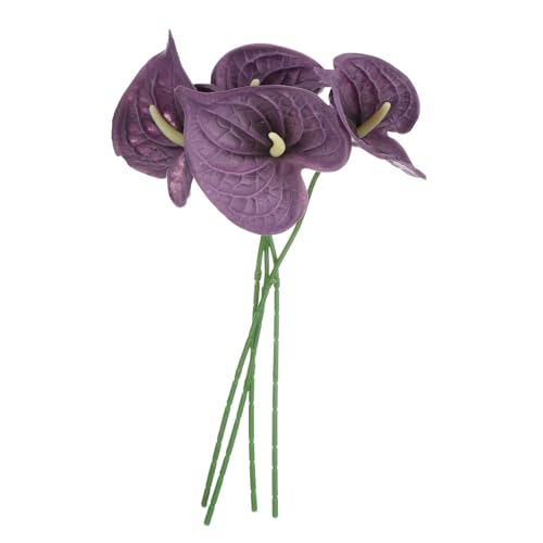 uxcell 4Pcs 11inch Artificial Anthurium Lily Flowers, Permanent Flower Bouquet for Home Arrangements Wedding Festival Decoration Crafts Store Decor Accessories, Light Purple - color: Light Purple