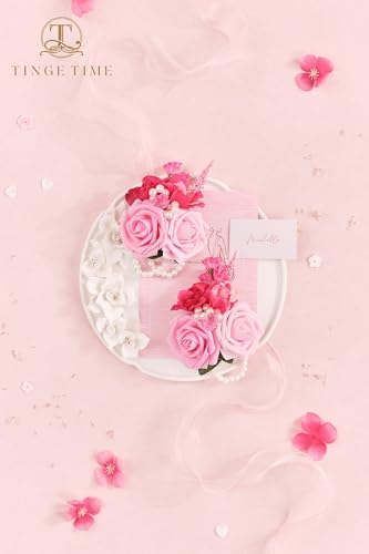 TINGE TIME Set of 2 Wrist Corsage (HotPink) - color: Hotpink