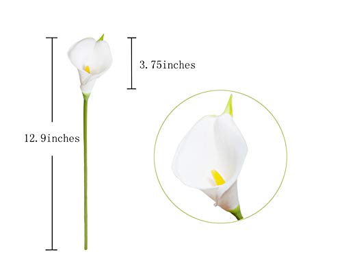 DuHouse 20Pcs Artificial Calla Lily Flower Real Touch Latex Flowers for DIY Wedding Bouquet Party Home Decor (White-Yellow Core) - color: White-yellow Core, size: 20pcs
