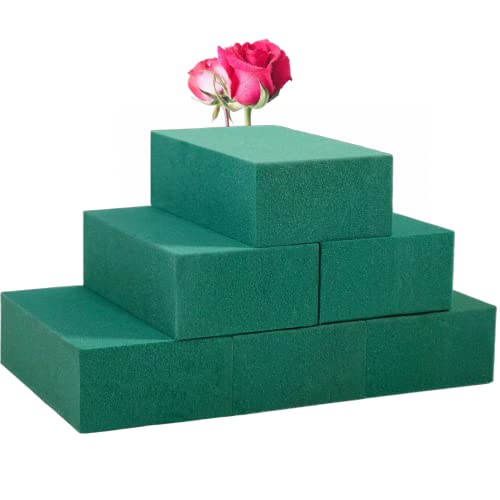 FLOFARE Pack of 6 Floral Foam Blocks Each (5.5"L x 3.1"W x 1.6"H) Green Wet & Dry Flower Foam for Fresh & Artificial Flower Arrangement, Plant Foam, Florist Supplies for DIYs, Arts, Crafts & Weddings - size: Pack of 6