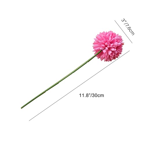 Mandy's 12pcs Artificial Hot Pink Chrysanthemum | 11.8 inch Artificial Mums Flowers for Home Table Centerpiece Summer Decor Silk Flowers for Porch Patio and Wedding - color: Hot Pink