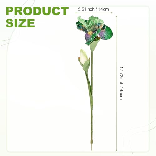 M METERXITY 1-Pack Green Artificial Iris Flowers with Flower Bud,17.7 Inch Faux Iris PU Bouquets Real Touch Faux Flowers for Home/Wedding/Christmas/Party - color: Green