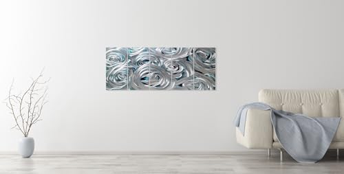 YHSKY ARTS Huge Silver Flower Metal Wall Art Hand Crafted Sculpture Set for Living Room Decor - color: Rose Art, size: 64x24IN