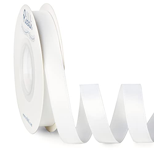 Ribbli Double Faced White Satin Ribbon,1/2” x Continuous 25 Yards,Use for Bows Bouquet,Gift Wrapping,Floral Arrangement - color: White, size: 1/2 inch