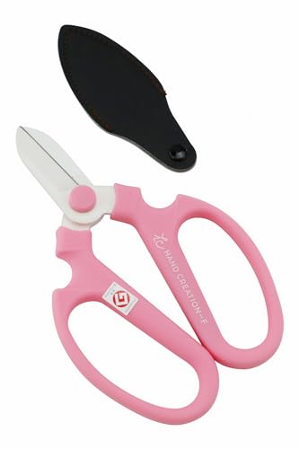 Japanese Floral Scissors - SAKAGEN Hand Creation, Professional Ultra Sharp Flower Shears for Floral Design, Ikebana & Gardening, Made in Japan, F-170 (Pink) - color: Pink