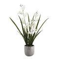 CG Hunter Faux Vanda Orchid Plant, Premium Artificial Indoor Flower Display Stands 22.5”, Beautiful Sculptural Blooms that Lasts Forever, White Planter Pot Included - size: 22.5" Vanda Orchid
