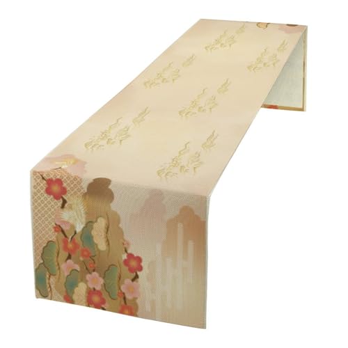 Japanese Table Runner Retro Asian Luxury Pine Trees Art Printed Burlap Runner for Home Kitchen Dining Table Living Room Decor Fabric 1 Panel W13xL36in - color: Japanese Style-3, size: 13"W x 36"H