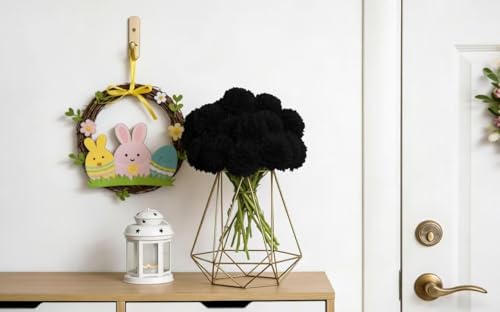 12pcs Black Artificial Flowers Fake Flowers Silk Artificial Chrysanthemum Ball Hydrangea Bridal Wedding Bouquet for Home Garden Party Decor (Black) - color: Black，12pcs