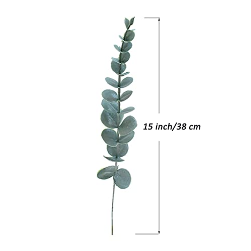 Eucalyptus Stems 12 PCS Artificial Leaves Home Office House Table Decor Wedding Bouquet Ceremony Party Flower Decoration Vase Forever Live Never Fade - color: Frost Green