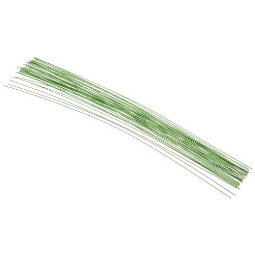 PATIKIL 22 Gauge 14" Floral Stem Wire, 50 Pcs Paper Wrapped Iron Artificial Flower Stem Accessories for DIY Bouquet Stem and Craft Decoration, Light Green - color: Light Green