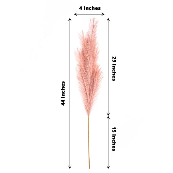 Tableclothsfactory 3 Stems | 44" Dusty Rose Artificial Pampas Grass Plant Sprays, Faux Branches Vase Flower Arrangement - color: Dusty Rose