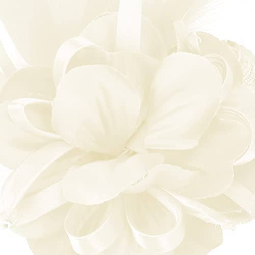 Song Qing Women's Fascinator Feather Flower Pin Brooch Corsage Bridal Hairband Derby Hat Cocktail Party Wedding - color: A4 White