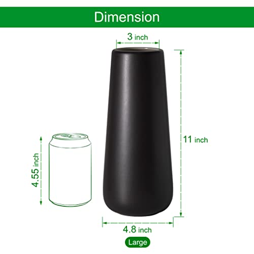 D'vine Dev 11 Inch Ceramic Flower Vase Matte Finishing, Minimalist Design for Home Décor, Bedroom, Living Room, Centerpieces, Office, Ebony Black, VS-XH-E-2 - color: Ebony Black, size: 11 Inch