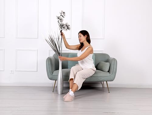 Leewadee Decorative Tall Floor Vase for Living Room Decor, 26 inches, Silver, Resin - color: Silver, size: 26 inches