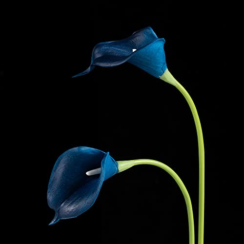 DuHouse 20Pcs Artificial Calla Lily Flower Real Touch Latex Flowers for DIY Wedding Bouquet Party Home Decor (Dark Blue) - color: Dark Blue, size: 20pcs