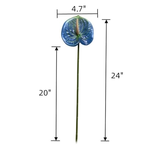 Corkwaw 8 Pcs 23-5/8 inch Artificial Anthurium Flowers Real Touch Fake Flower for Table Centerpieces Arrangement and Bridal Wedding Festival Decor Flower Arrangement (Blue) - color: Blue
