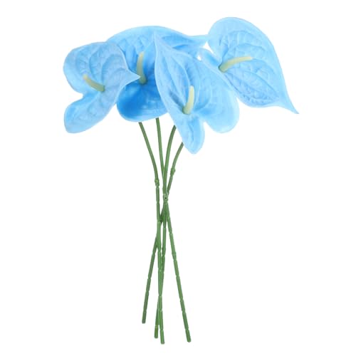 uxcell 4Pcs 11inch Artificial Anthurium Lily Flowers, Permanent Flower Bouquet for Home Arrangements Wedding Festival Decoration Crafts Store Decor Accessories, Sky Blue - color: Sky Blue