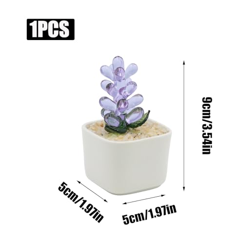 Purple Glass Hyacinth Planter 3.5 Inch Potted Faux Hyacinth for Desk Decor Home Aesthetics - color: Purple Hyacinth