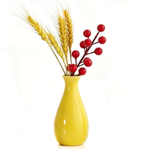 Small Ceramic Bud Vase Flower Single Stem Vase Mini Decorative Floral Holder Home Decorative Floral Centerpiece for Home Decor Centerpiece Wedding Party Table Vase (Yellow) - color: Yellow