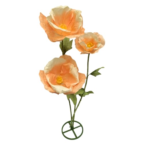 3PCS Giant Fake Artificial Flowers Indoor Decoracion Set - 80 Inchs Adjustable Waterproof 3D Paper Faux Large Flowers Outdoor Decor, Big Flower for Home Wedding Party Garden Hotel Office Backdrop - color: Champagne Gold