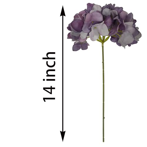 7.1''Purple Hydrangea Artificial Flowers,10Pcs Artificial Silk Hydrangea Heads,81 Petals Faux Hydrangea Flowers Heads with Stems for Home Wedding Baby Shower Decor(Eggplant Purple) - color: Purple