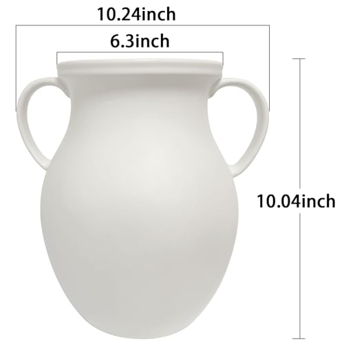 hjn Large Matte White Ceramic Vase for Dried Pampas Grass & Fresh Flowers, Nordic Farmhouse Statement Piece for Living Room Entryway Corner-Large (10" H) - size: D10xH10 inch