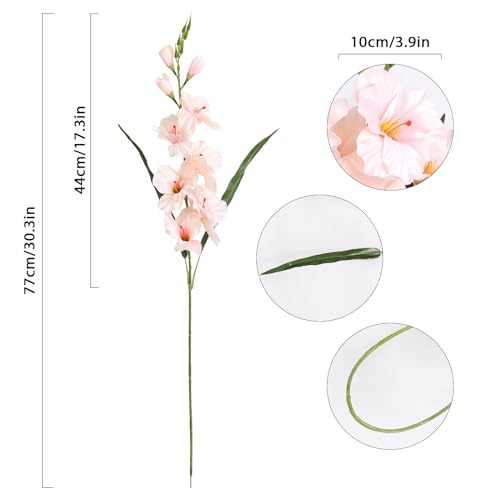 IPOPU 10 PCS Gladiolus Artificial Flowers 30.3 in Gladiolus Flowers Silk Gladiolus Flowers with Stems Artificial Gladiolus Flowers Faux Gladiolus for Home Wedding Office Decoration(Light Pink) - color: Light Pink