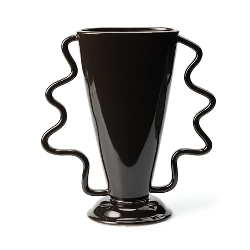 Wild Works Dark Brown Rotary Vase, 9.85” Tall Vintage Decor Vases Medieval Flower Vessel Living Room Entrance Personalized Simple Wabi Sabi Decorative Ornament Ceramic Ornament - color: Brown Rotary Vase