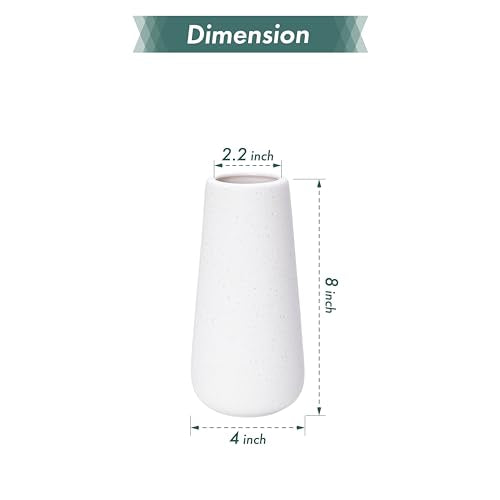 D'vine Dev 8 Inch Ceramic Flower Vase Textured Finishing, Minimalist Design for Kitchen, Bedroom, Living Room, Centerpieces, Office, Speckled Porcelain, VS-XH-G-1 - color: Speckled Porcelain, size: 8 Inch
