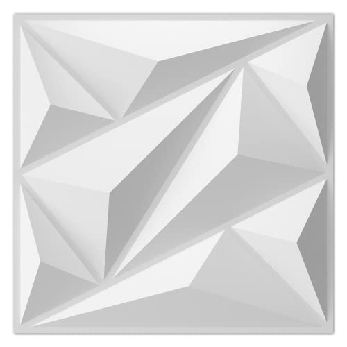 Art3dwallpanels 33 Pack 3D Wall Panel Diamond for Interior Wall Décor, PVC Flower Textured Wall Panels for Living Room Lobby Bedroom Hotel Office, White, 12''x12'' Cover 32.Sq.Ft. - color: White, size: 33 Pack