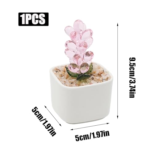 Pink Glass Hyacinth Planter 3.7 Inch Potted Faux Hyacinth for Desk Decor Home Aesthetics - color: Pink Hyacinth