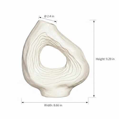 Sunddo Donut Vase - 9 Inch White Ceramic Vase for Home Decor - Modern Minimalist Decorative Vase for Flowers, Boho Decor, Living Room, Fireplace, Bathroom, Table Centerpiece - color: White, size: 9 inch
