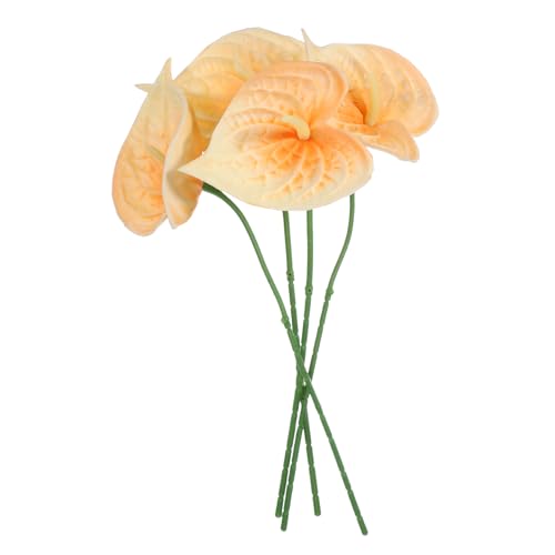 uxcell 4Pcs 11inch Artificial Anthurium Lily Flowers, Permanent Flower Bouquet for Home Arrangements Wedding Festival Decoration Crafts Store Decor Accessories, Light Orange - color: Light Orange