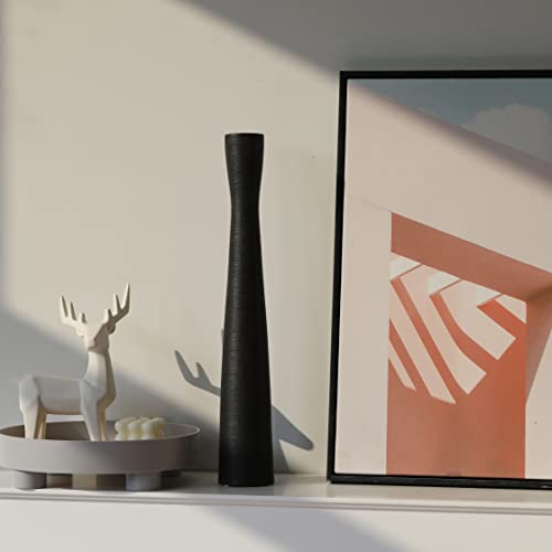 AETVRNI 16" Tall Black Ceramic Vase Home Decor,Floor Vase for Pampas Grass | ‌Modern Minimalist Textured Skinny Vase for Dried Flowers,Faux Stems or Branches - Bathroom,Entryway,Fireplace,Corner‌ Decor‌ - color: Black 40cm