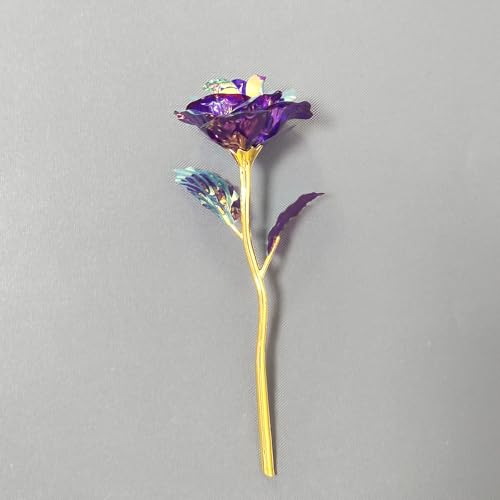 20PCS Artificial Colorful Flowers Galaxy Rose Crystal Flower Glass Rose Gifts for Wedding, Mother' s Day Memorable Days, Purple - color: Purple