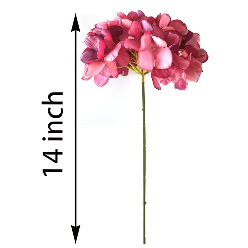 7.1''Red Hydrangea Artificial Flowers,10Pcs Artificial Silk Hydrangea Heads,81 Petals Faux Hydrangea Flowers Heads with Stems for Home Wedding Baby Shower Decor(red) - color: Dark Red