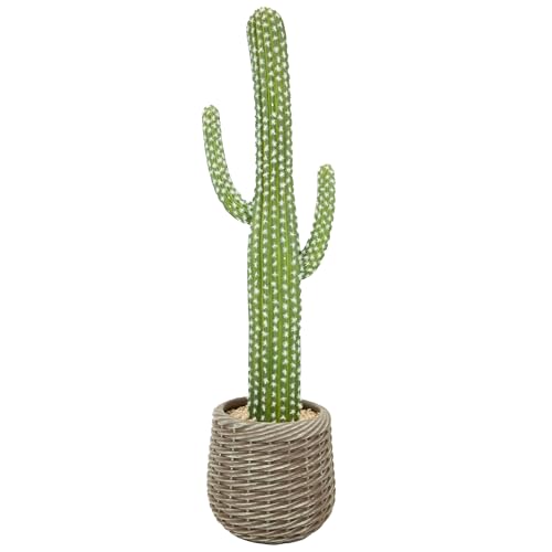bellacat 32in Fake Cactus with Warm White & Color Changing Lights, Realistic Faux Cactus Plants Indoor with Brown Decorative Planter, Artificial Cacti Light Up Plant for Home Decor - color: Brown Planter, size: 32in