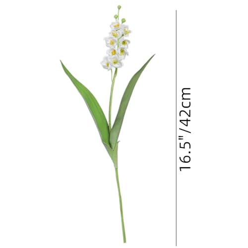 6 Branch Lily of The Valley Artificial Flowers, Lily of The Valley Plastic Flower ，Wind Chime Orchid Outdoor Bridal Wedding Bouquet for Home Garden Party Wedding Decoration (White) - color: White