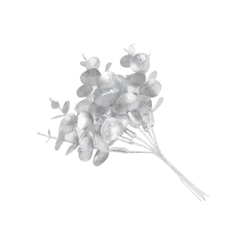 24 Pcs Artificial Eucalyptus Stems Eucalyptus Leaves for Wedding Fake Plants for Home Decor, Silver - color: Silver