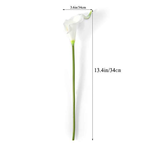 Crafjie 22pcs 13.4 Inch White Lataex Real Touch Artificial Calla Lily Flowers, for Home Decor for Spring Flowers, Home Kitchen, Wedding Decorations, and centerpieces. - color: White