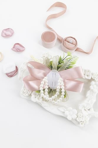 Dusty Rose Corsage and Boutonniere Set Wrist Corsage Wristlet for Prom Groom Flower Pink Boutonniere for Men Wedding Party Homecoming Accessories Suit - color: Dusty Rose