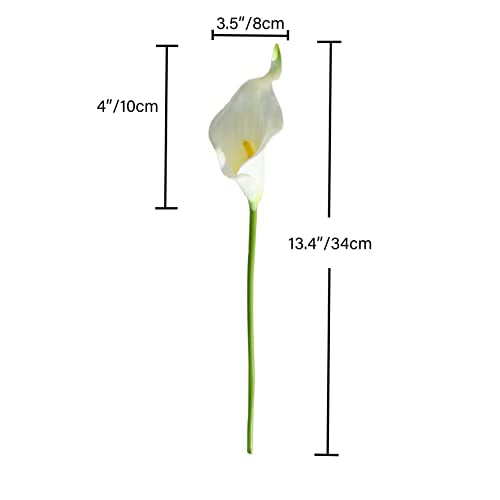 ONLY ART Artificial White Calla Lily 20pcs – 13.5" PU Faux Flowers with Flexible Stems, Soft Texture, for New Year and Valentine's Day Home, Wedding & DIY Decor - color: White