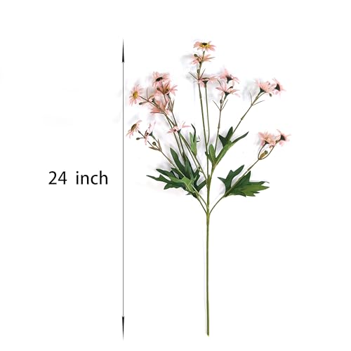 ATFL 23'' Artificial Daisy Pink,6 Bouquets Fake Daisies Flowers,Faux Daisies for Home Table Centerpieces Arrangement Decoration (6, Pink) - color: Pink