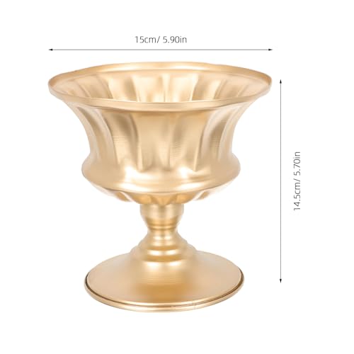 SEWACC Flower Vase Iron Flower Pot Vintage Urn Planter Floral Arrangement Pot for Home Office Window - color: Golden